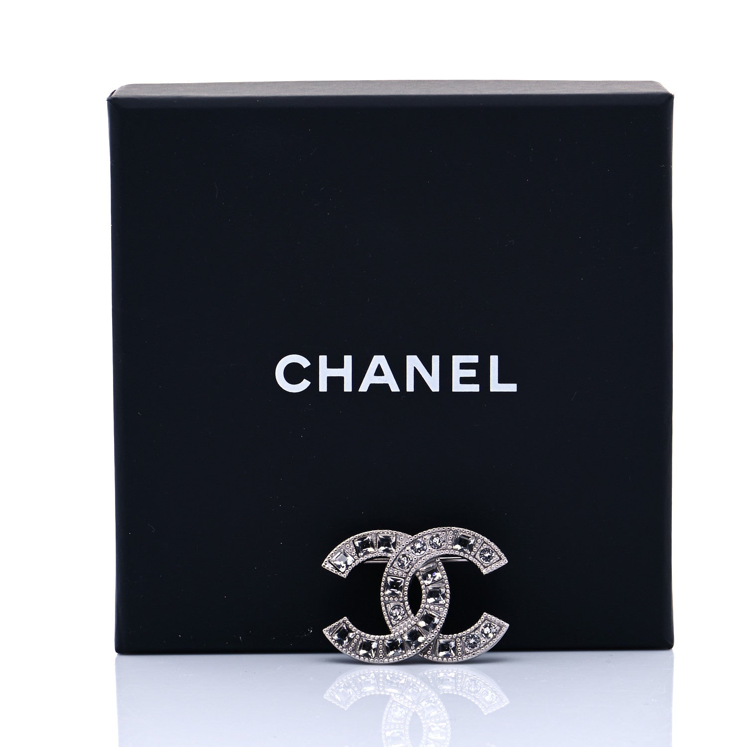 Chanel Baguette Crystal CC Small Brooch Silver 5 of 5