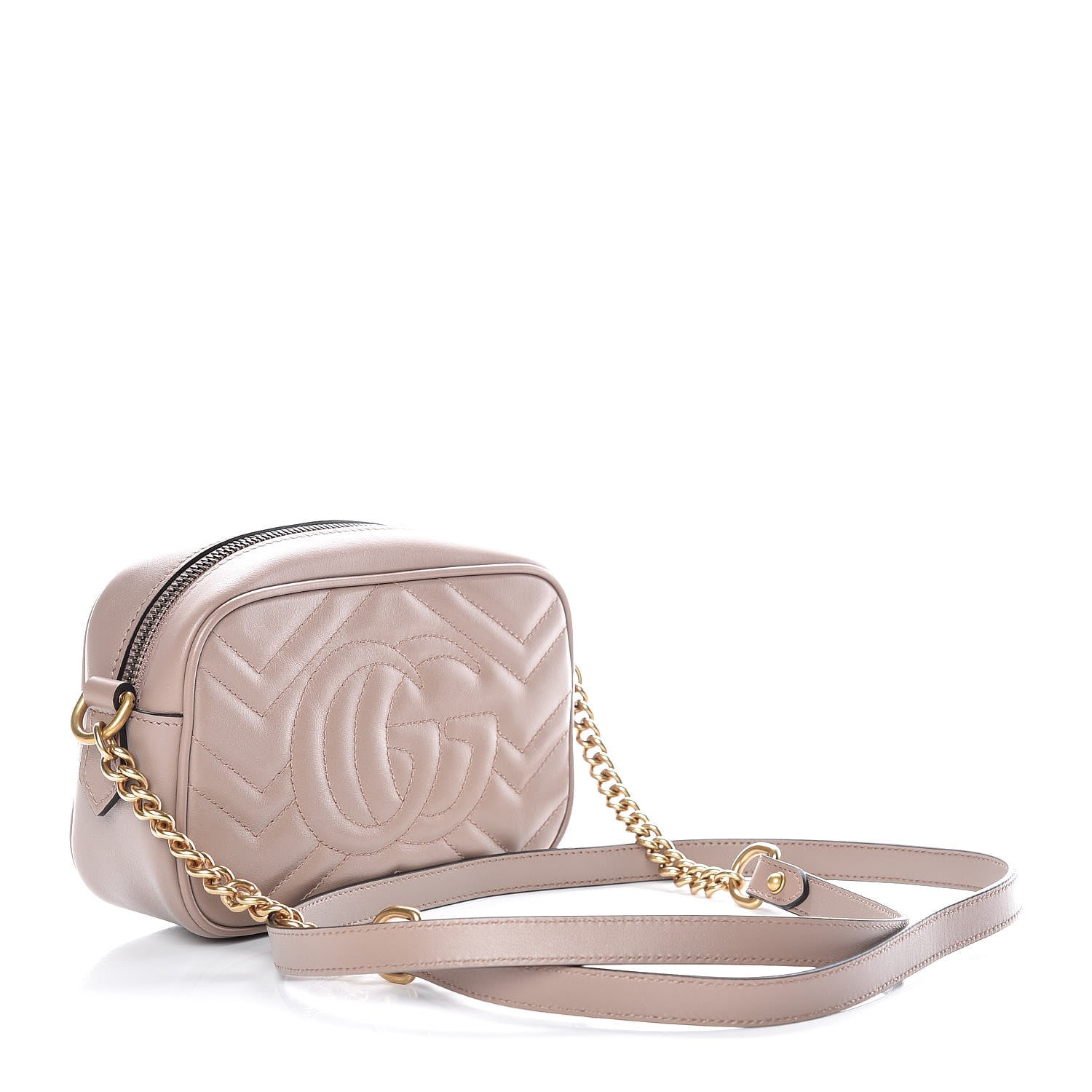 Gucci Calfskin Matelasse Mini GG Marmont Chain Shoulder Bag Porcelain Rose 3 of 9