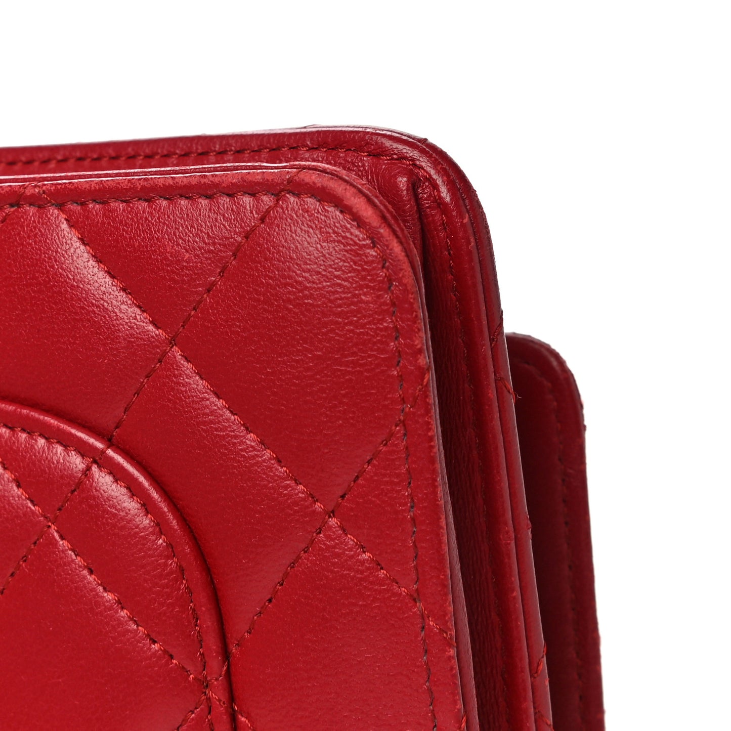 Lambskin Quilted Wallet on Chain WOC Red