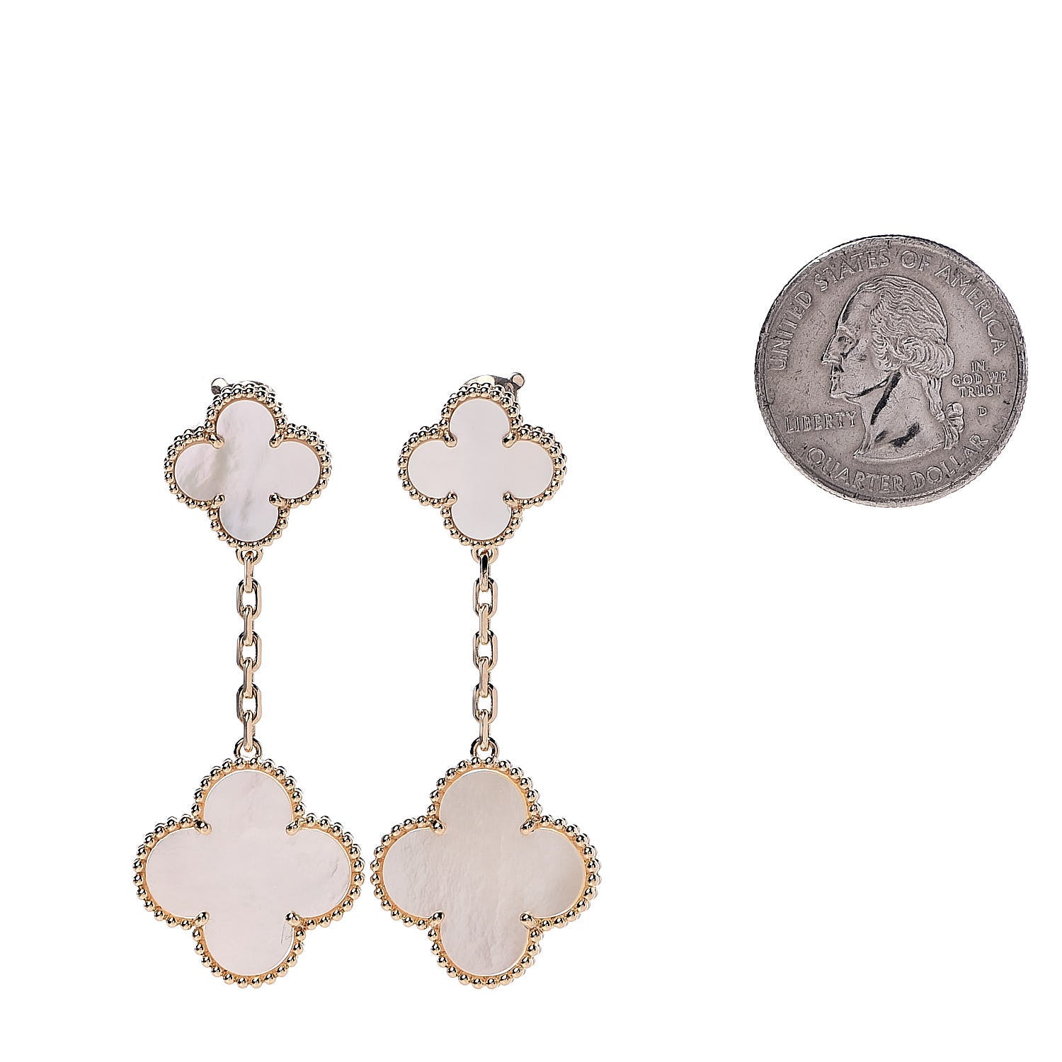 Van Cleef & Arpels 18K Yellow Gold Mother of Pearl 2 Motifs Magic Alhambra Earrings 2 of 4