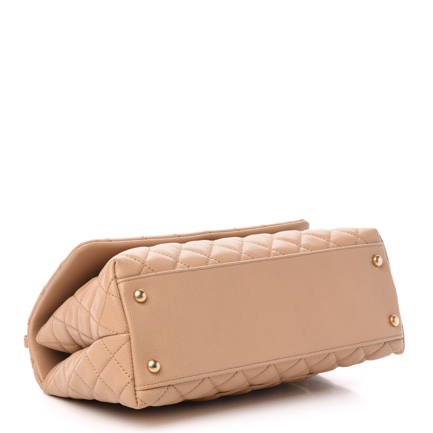Caviar Quilted Small Coco Handle Flap Light Beige