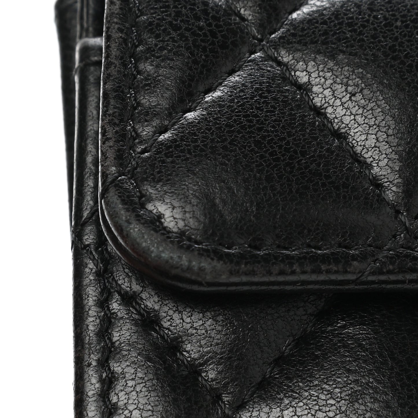 Lambskin Quilted Flap Card Holder Wallet Black