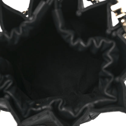Chanel Calfskin Quilted Pleated Bucket Bag Black 5 of 10