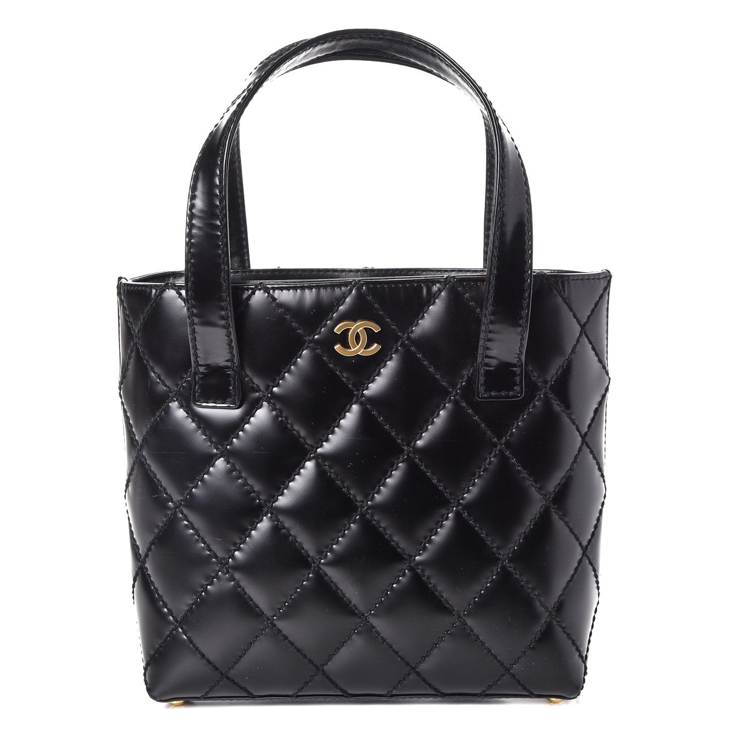 Chanel Calfskin Quilted Small Surpique Stitch Tote Black 1 of 8