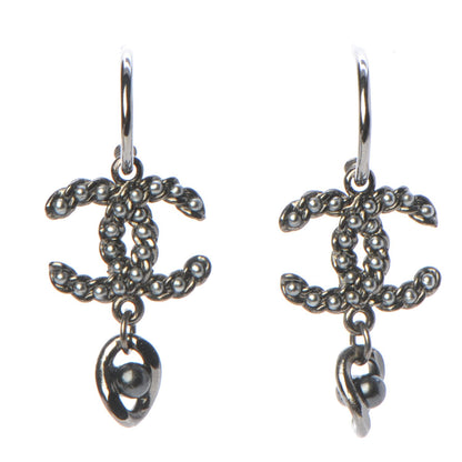 Chanel Pearl Bead CC Drop Earrings Grey Black 1 of 7