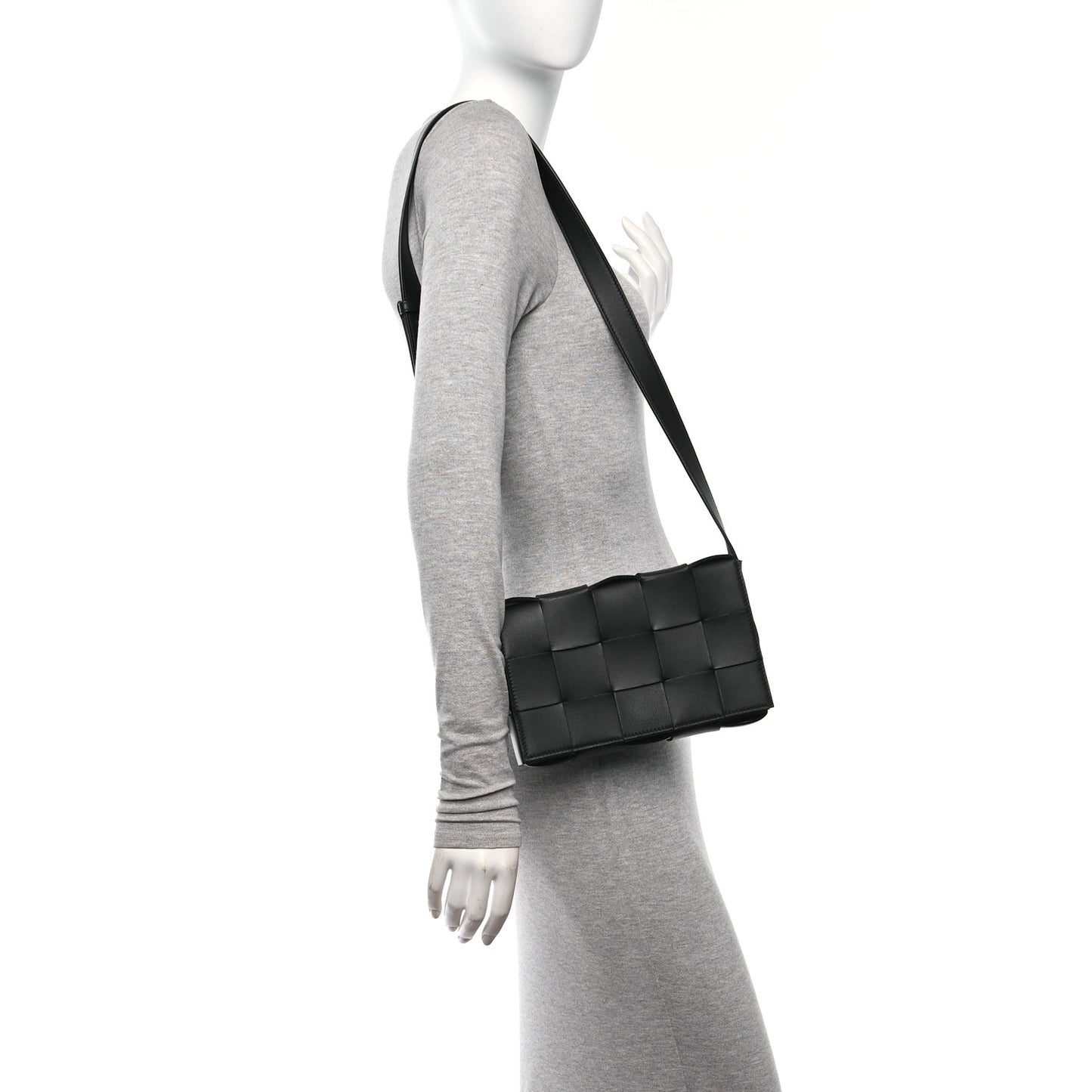 Lambskin Maxi Intrecciato Cassette Crossbody Bag Black