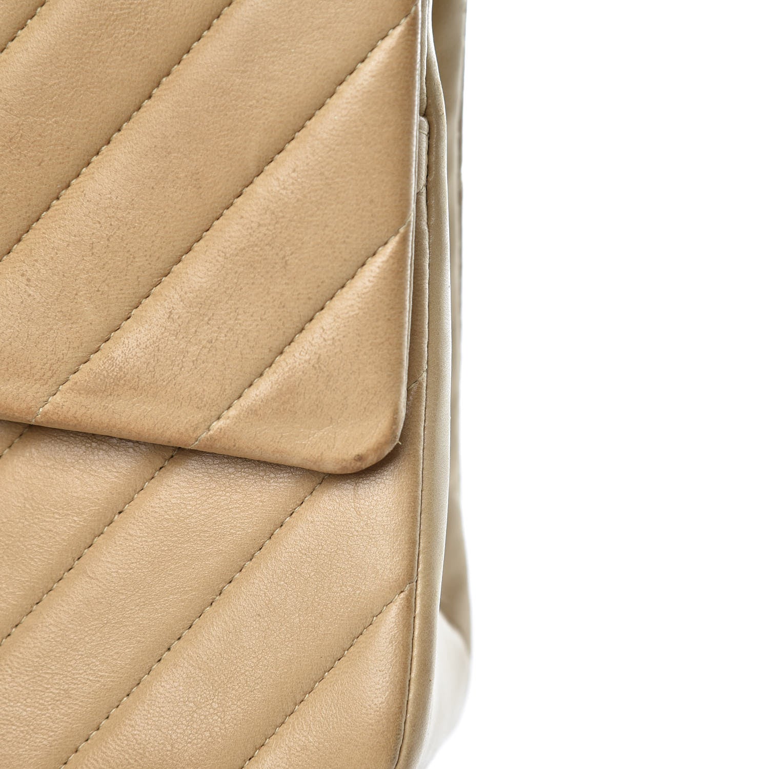 Chanel Lambskin Chevron Quilted Medium Double Flap Beige 11 of 21
