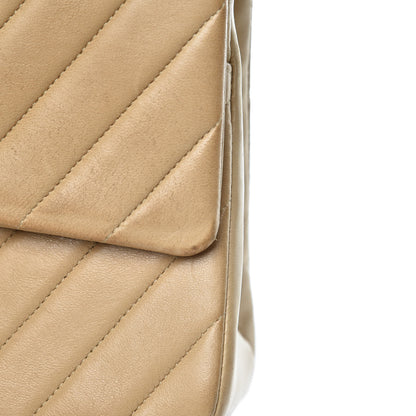 Chanel Lambskin Chevron Quilted Medium Double Flap Beige 11 of 21