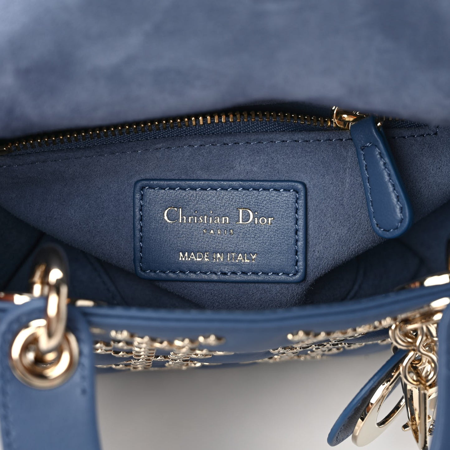 Lambskin Cannage Lucky Star Studded Mini Lady Dior Denim Blue