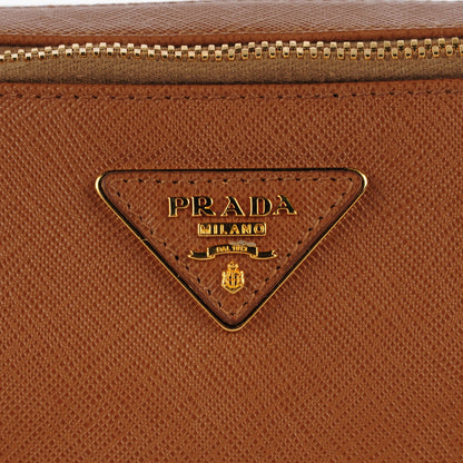 Prada Saffiano Lux Large Zip Crossbody Bag Caramel 7 of 10