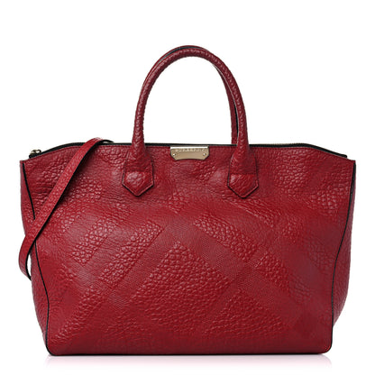Burberry Heritage Grain Check Embossed Medium Dewsbury Tote Military Red 1 of 13