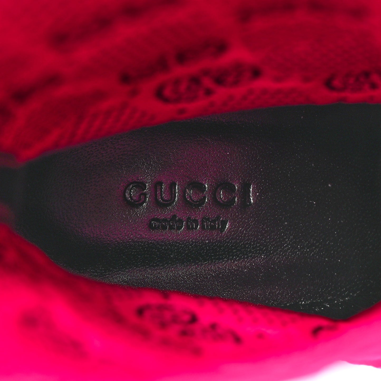 Technical Jersey Knit GG Monogram Square G 75mm Ankle Boots 38 Black Neon Fucsia