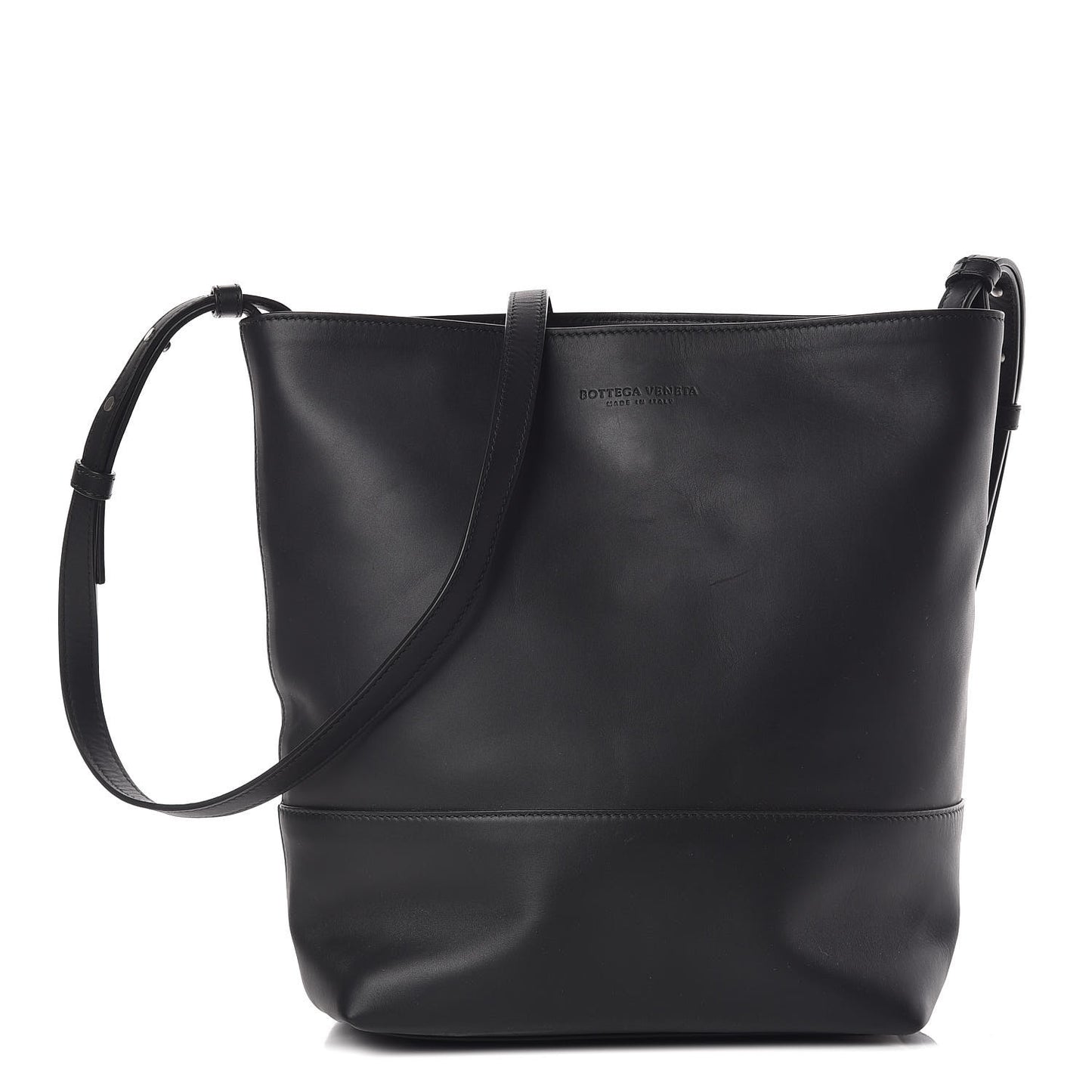 Smooth Matte Calfskin Bucket Bag Black