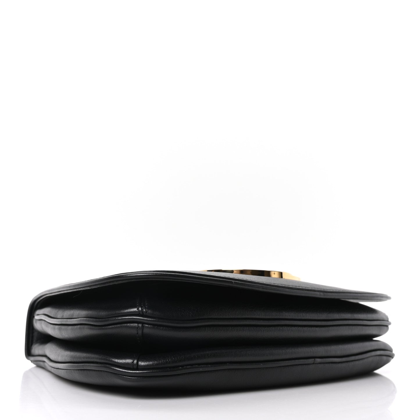 Roxy Calfskin Web Medium Blondie Shoulder Flap Bag Black