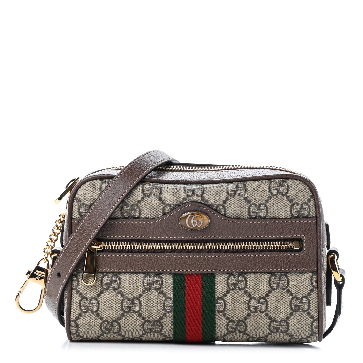 Gucci GG Supreme Monogram Web Mini Ophidia Shoulder Bag Brown 1 of 9