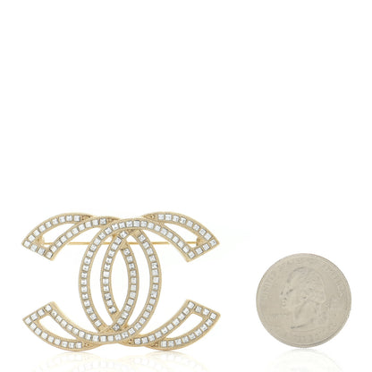 Chanel Crystal CC Brooch Light Gold 2 of 6