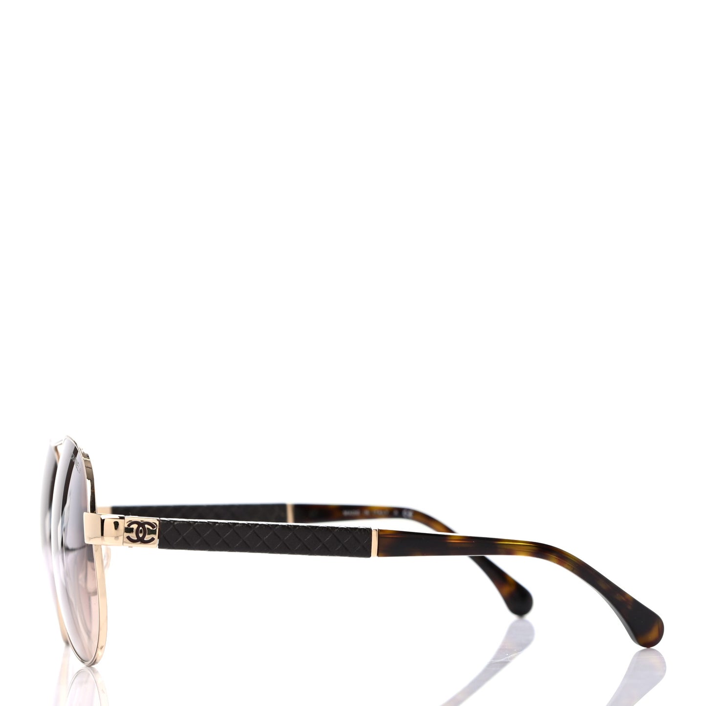 Lambskin Quilted CC Aviator Sunglasses 4195-Q Brown Gold