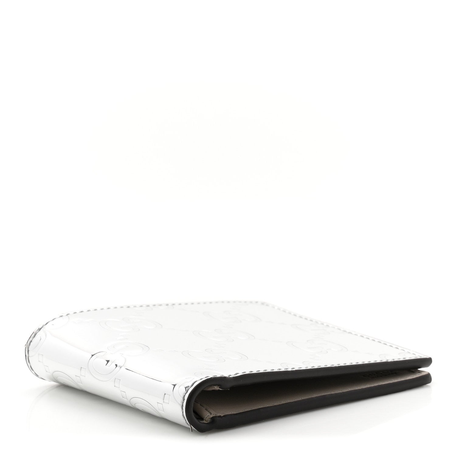 Gucci Guccissima Mirror Effect Bi-Fold Wallet Moon Silver Sphinx 4 of 7