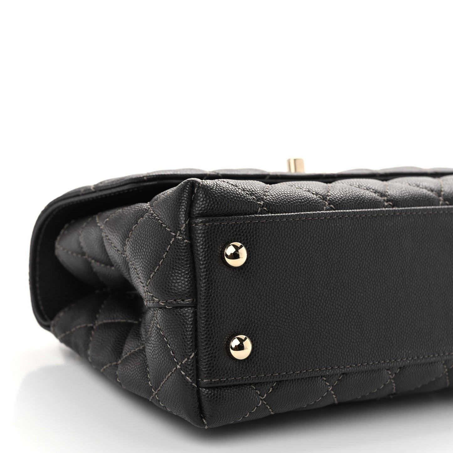 Caviar Quilted Mini Coco Chain Handle Flap Dark Brown