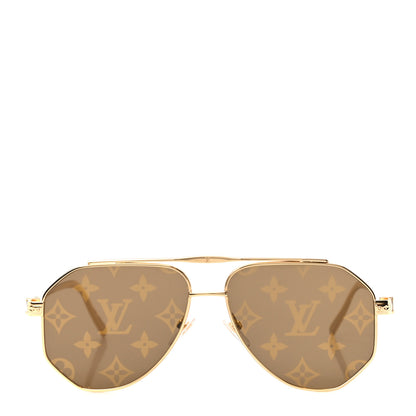 Louis Vuitton Monogram LV Flash Sunglasses Z1493U Gold 2 of 9