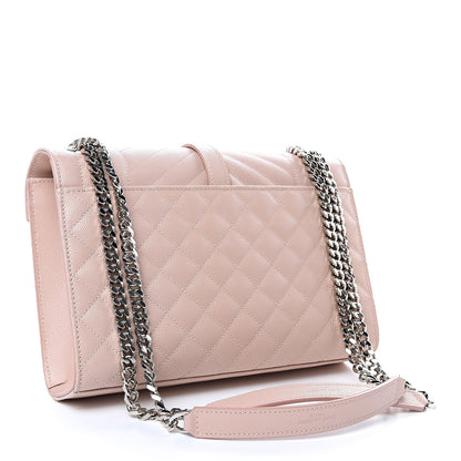 Saint Laurent Grain De Poudre Textured Mixed Matelasse Medium Triquilt Monogram Satchel Marble Pink 3 of 10