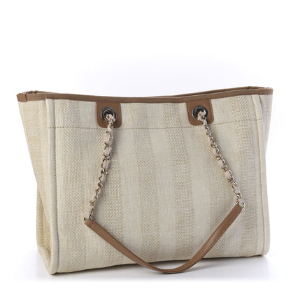 Chanel Mixed Fibers Calfskin Striped Small Deauville Tote Beige 2 of 9