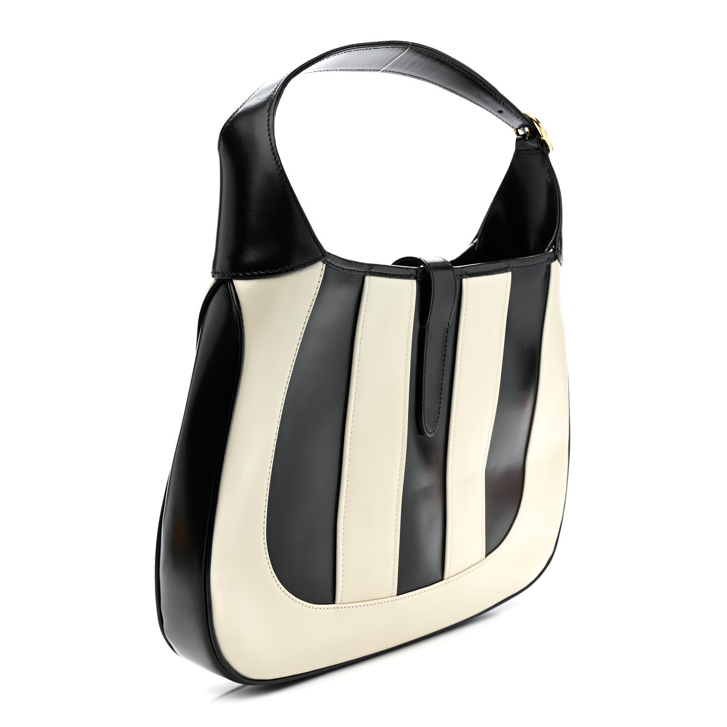 Boarded Dyana Lux Calfskin Striped Medium Jackie 1961 Hobo Black White