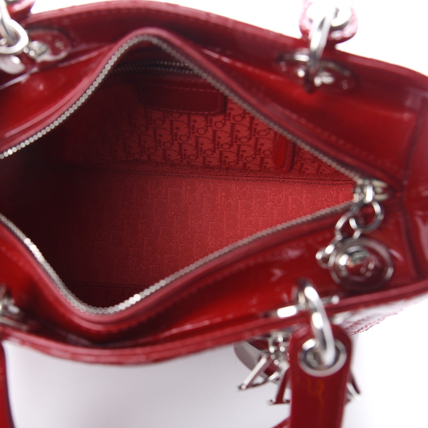 Patent Cannage Medium Lady Dior Red