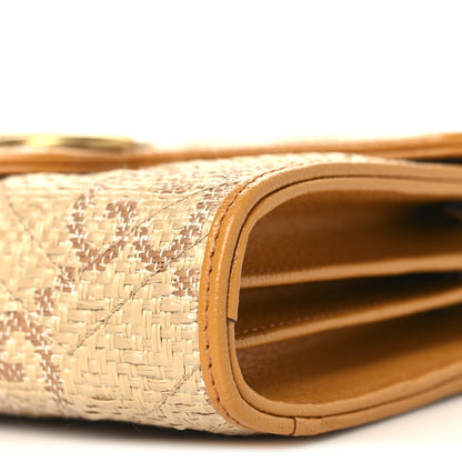 Gucci Raffia GG Monogram Matelasse GG Marmont Chain Wallet Natural Beige Off White Sun Oil 10 of 11