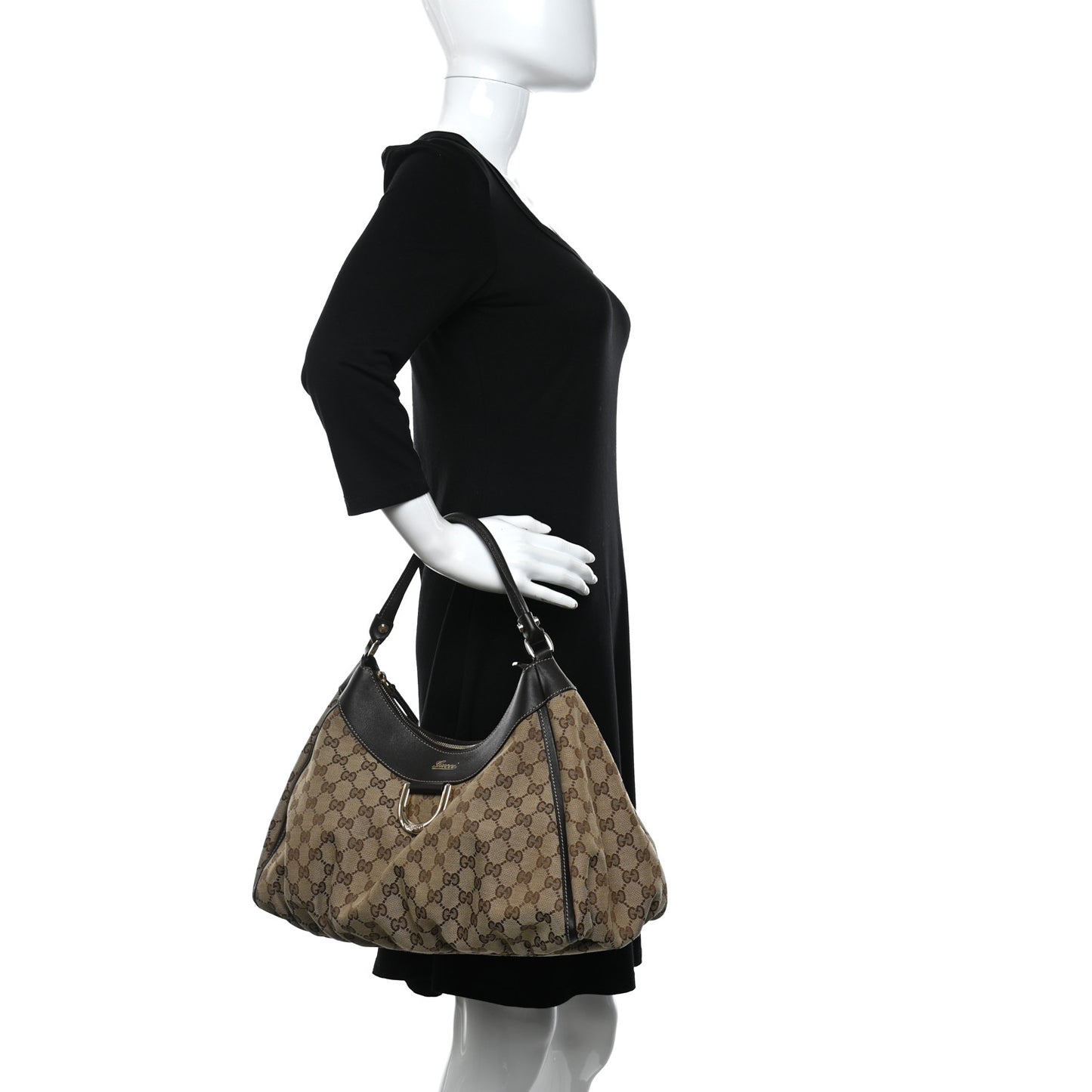 Monogram Large D Gold Hobo Dark Brown