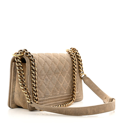 Chanel Iridescent Calfskin Quilted Medium Boy Flap Beige 3 of 14