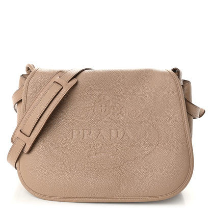 Prada Vitello Daino Embossed Logo Flap Shoulder Bag Cammeo 1 of 10