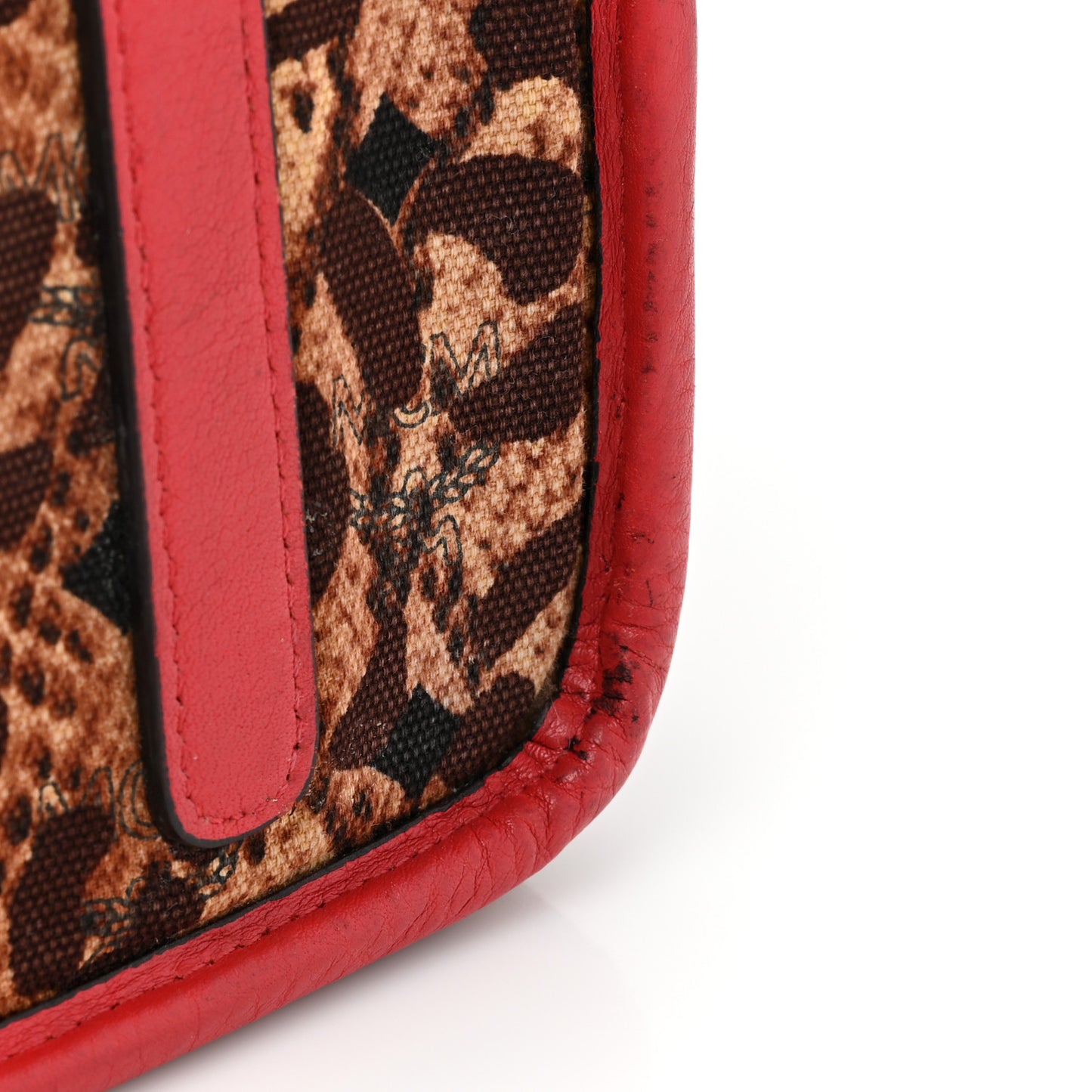 Visetos Medium Reversible Shopper Project Tote Red Jaguar Brown