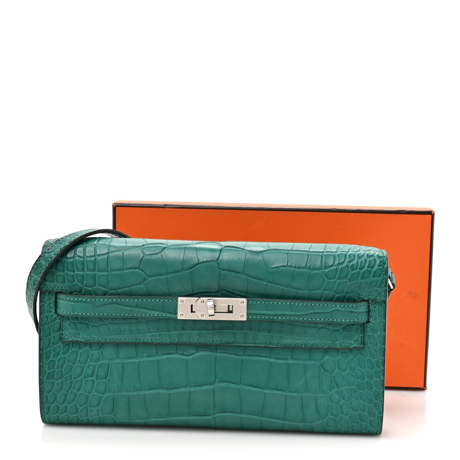 Hermes Matte Alligator Kelly To Go Wallet Malachite 12 of 12