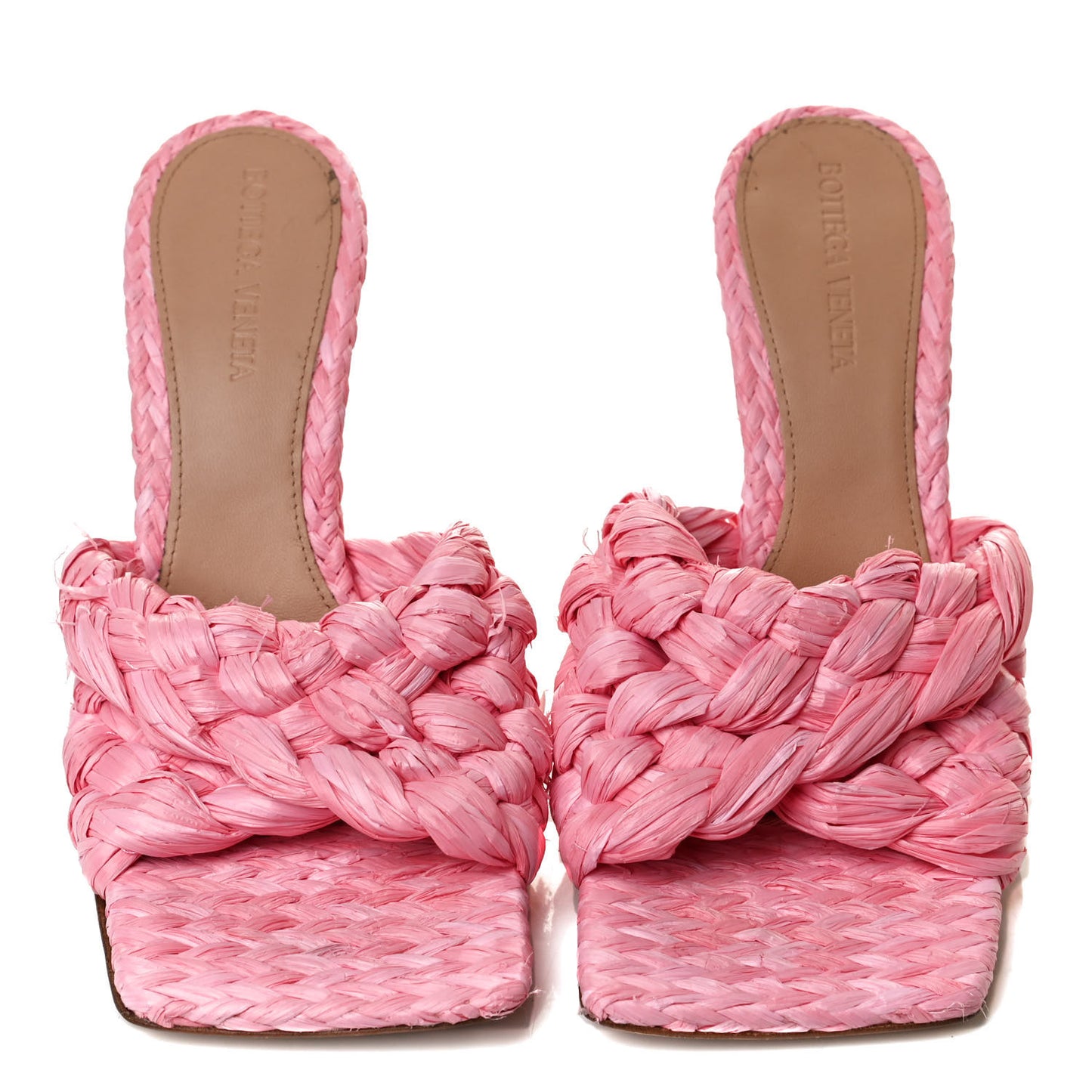 Raffia Twisted Intrecciato Stretch Mule Sandals 37 Blossom
