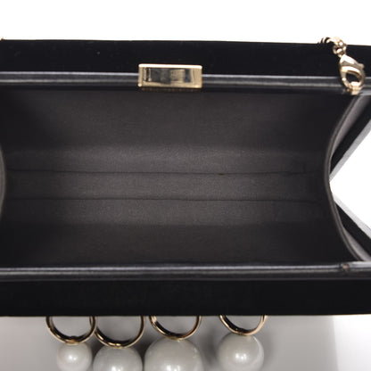 Stella McCartney Velvet Pearl Knuckle Clutch Black 5 of 8