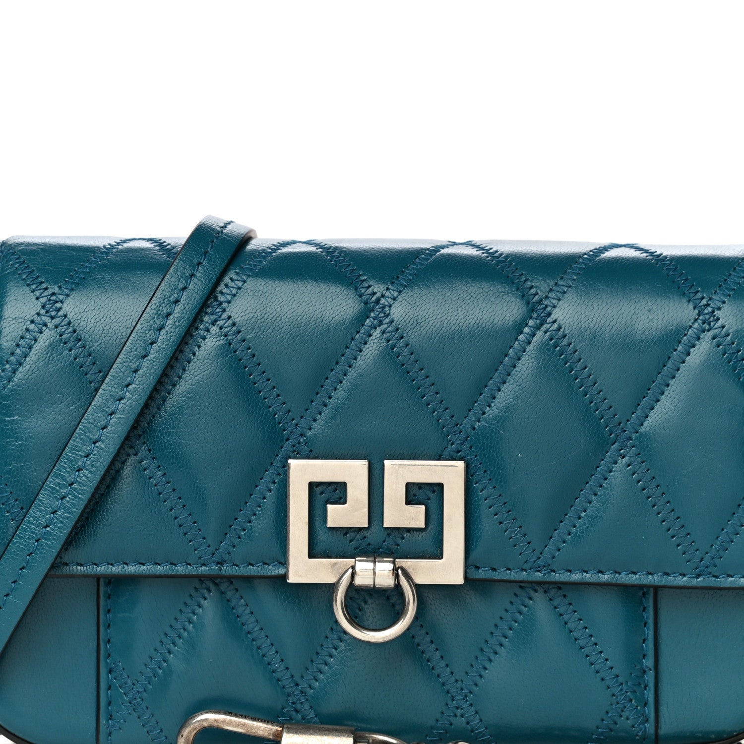 Givenchy Goatskin Quilted GV3 Mini Pocket Convertible Bag Blue 13 of 14