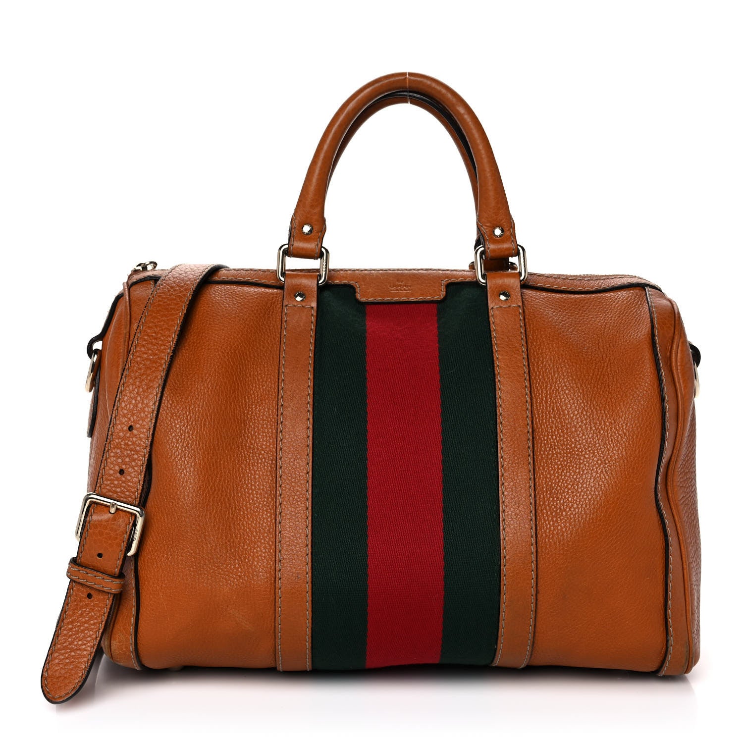 Gucci Calfskin Vintage Web Medium Boston Tobacco 1 of 20