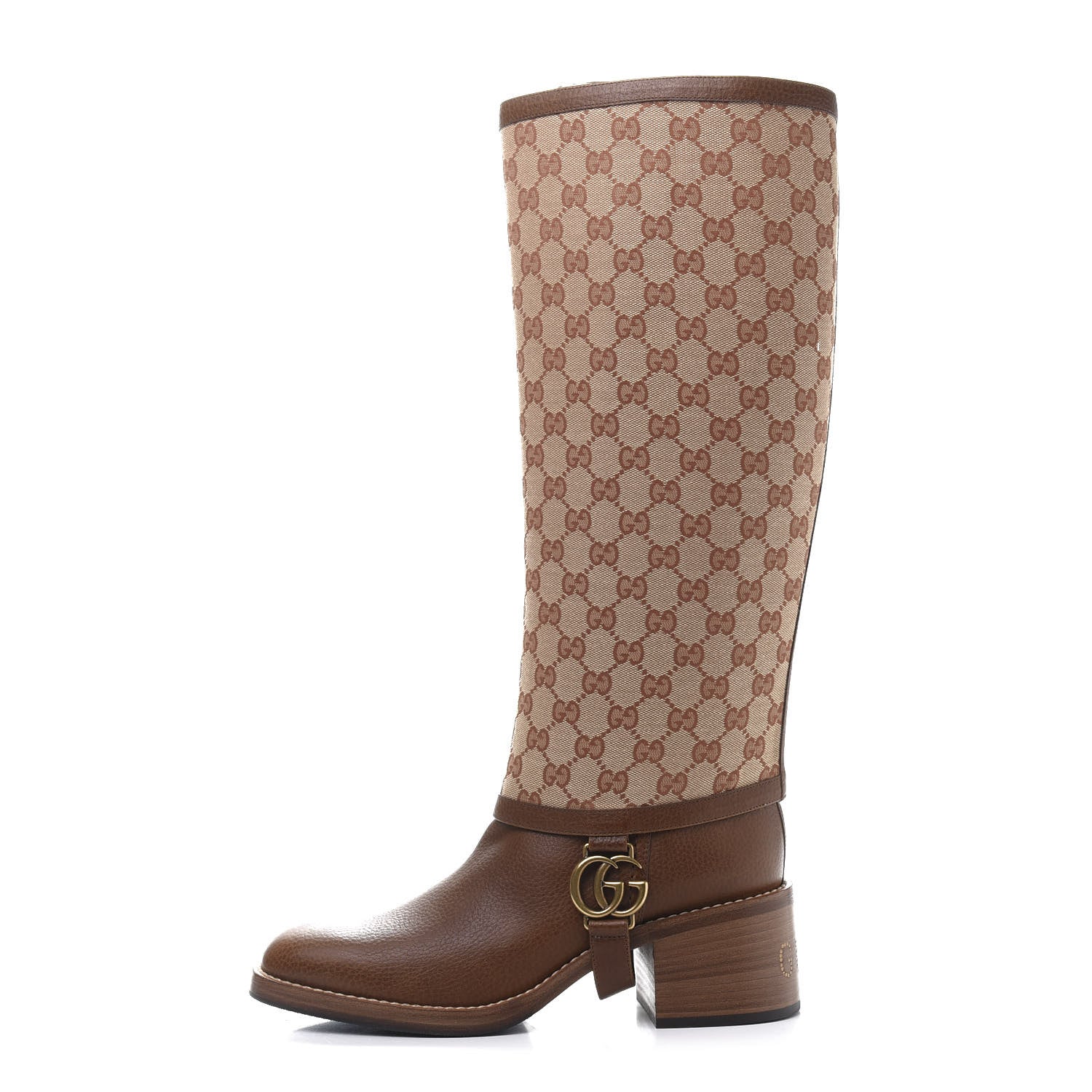 Gucci GG Monogram Calfskin Lola Tall Boots 40.5 Beige Ruggine Cuir 1 of 11