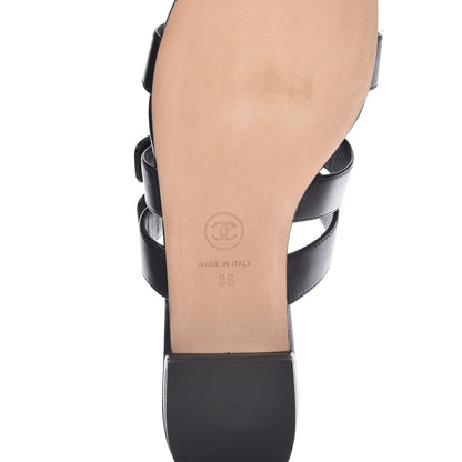Chanel Calfskin CC Turnlock Mule Sandals 36 Black 6 of 10