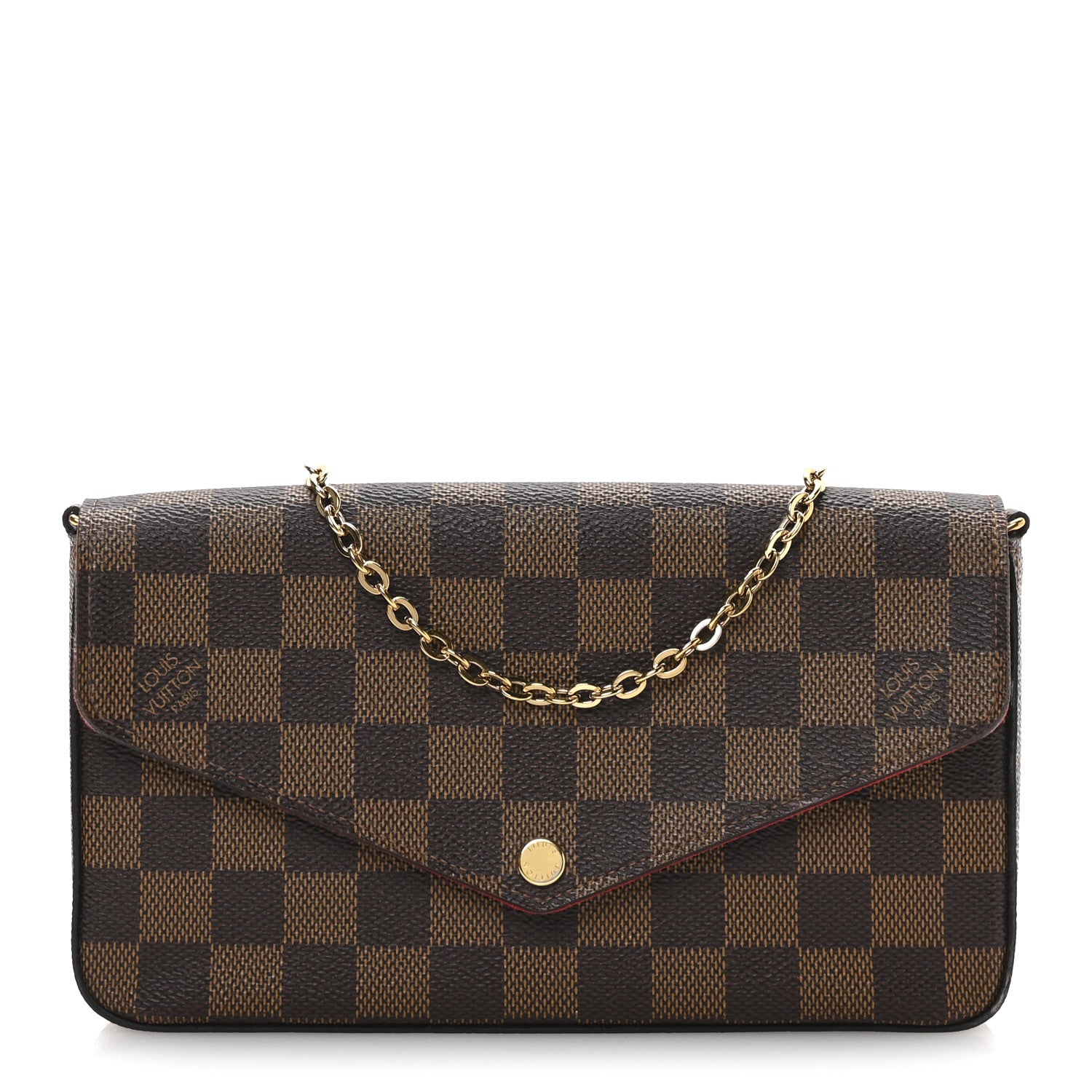Louis Vuitton Damier Ebene Pochette Felicie Chain Wallet 1 of 12