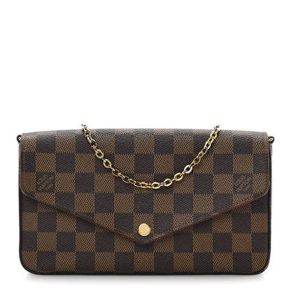 Louis Vuitton Damier Ebene Pochette Felicie Chain Wallet 1 of 12