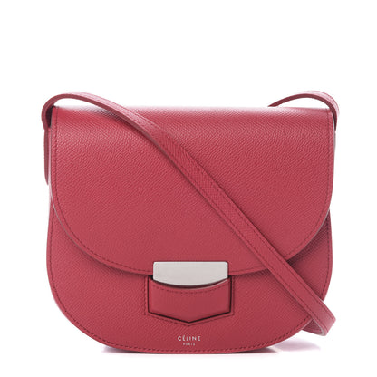 Celine Grained Calfskin Small Trotteur Dark Pink 1 of 10