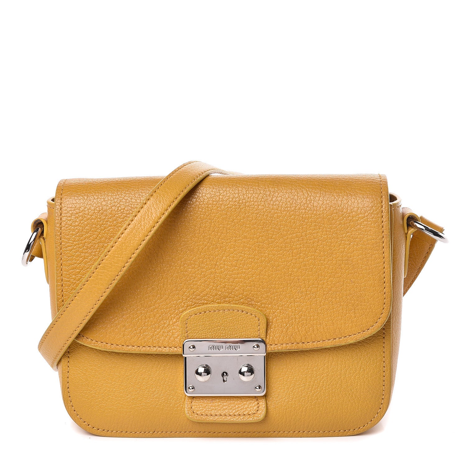 Miu Miu Goatskin Madras Shoulder Bag Yellow 1 of 18