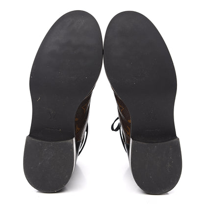Louis Vuitton Calfskin Monogram Wonderland Flat Ranger Boots 38 Black 5 of 8