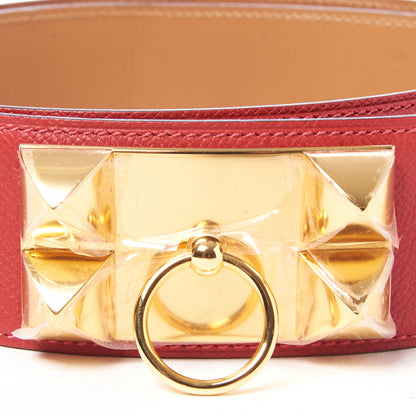 Hermes Epsom Collier De Chien CDC Belt 90 Rouge Casaque 5 of 6