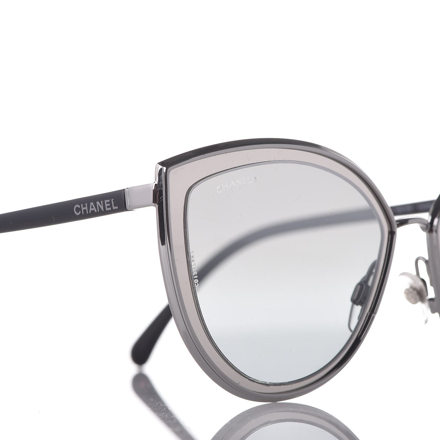 Silver Metal Cat Eye Sunglasses 4222 Silver Black