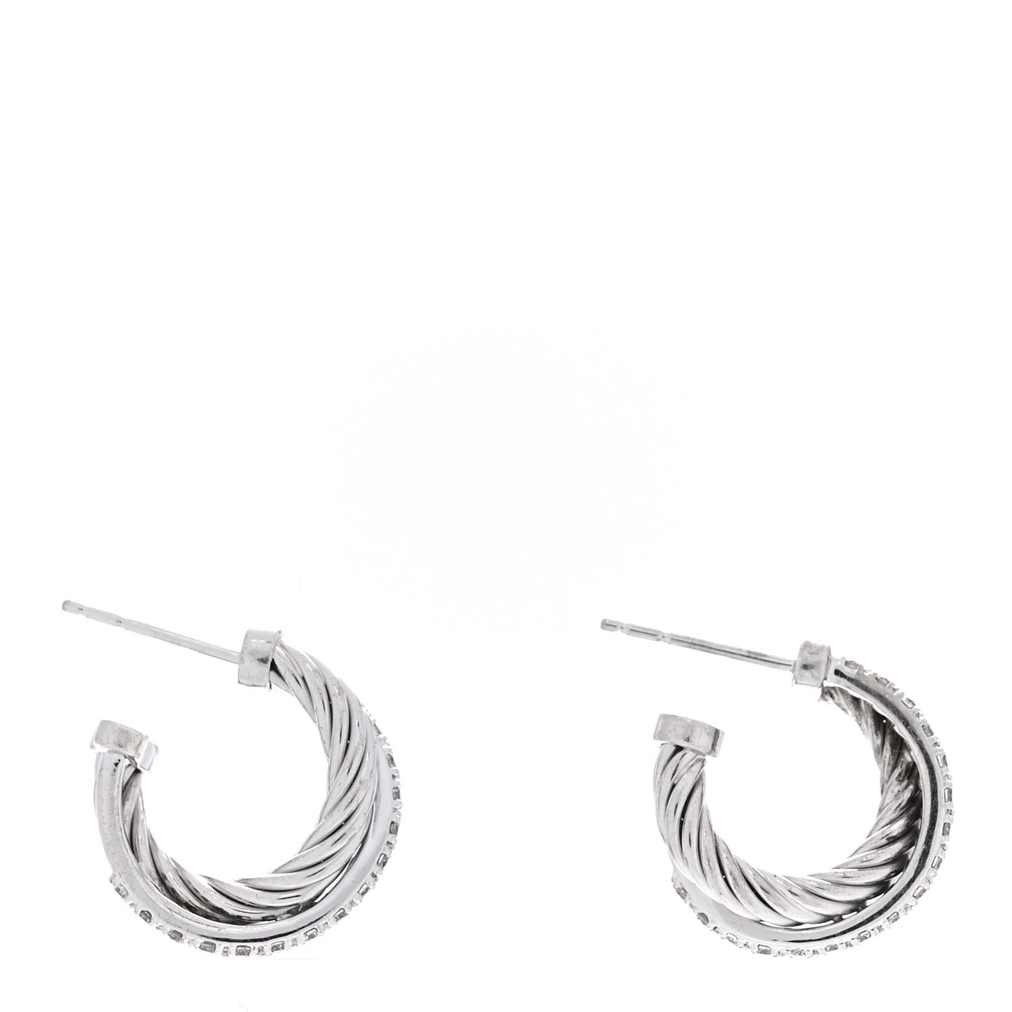 Sterling Silver Diamond Extra Small Crossover Hoop Earrings