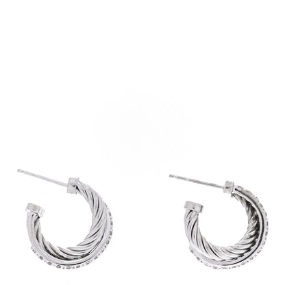 David Yurman Sterling Silver Diamond Extra Small Crossover Hoop Earrings 3 of 4