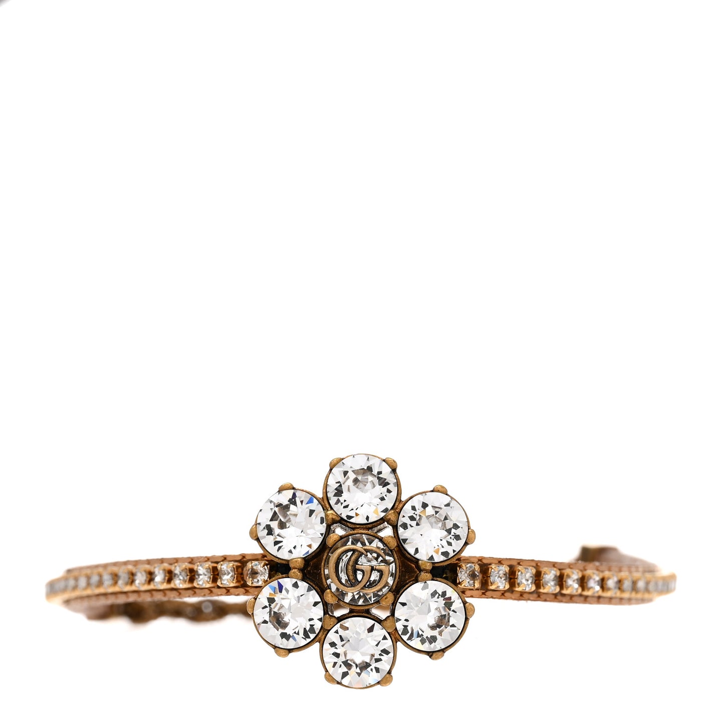 Metal Crystal Double G Bracelet Aged Gold